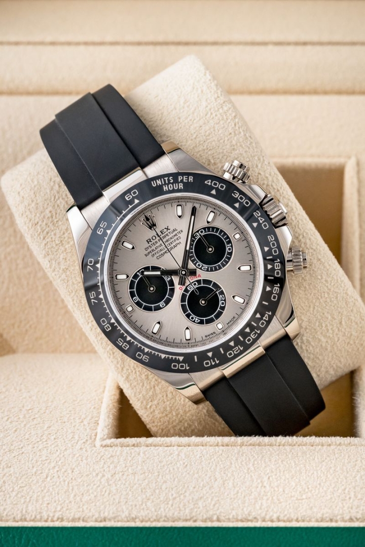 Set originale Rolex Daytona White Gold Grey Dial Oysterflex
