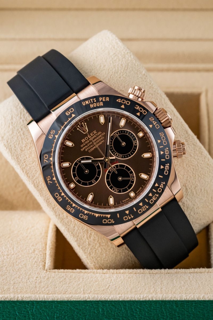 Set originale Rolex Daytona Rose Gold Choco Index Oysterflex