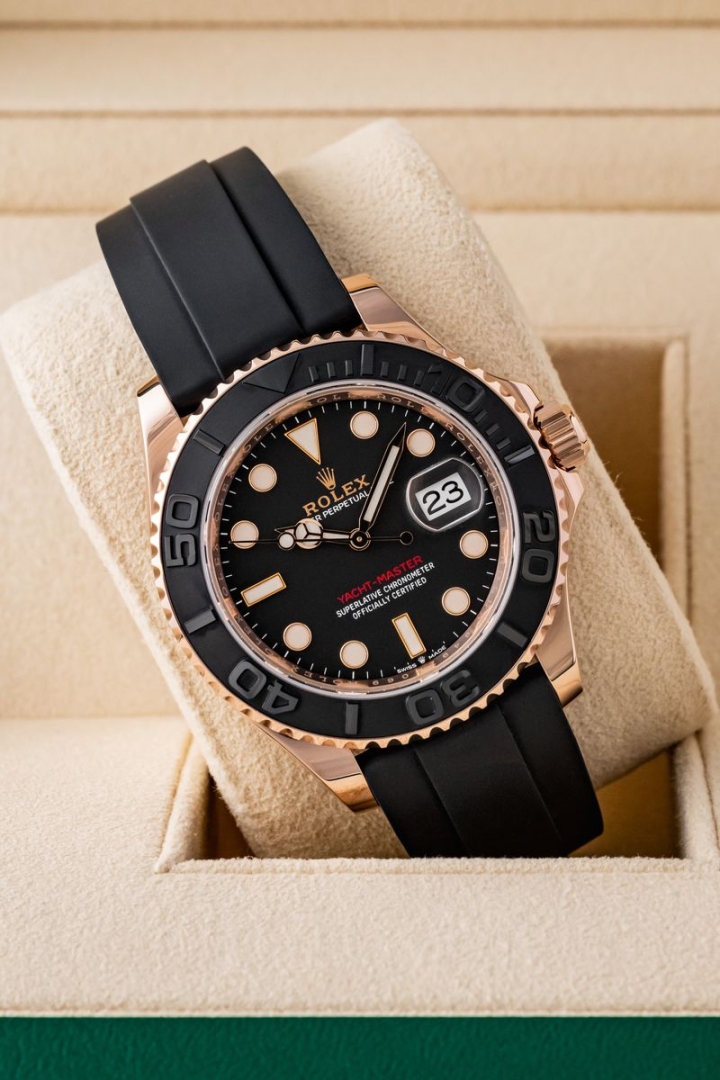 Set originale Rolex Yachtmaster 40 Rose Gold Oysterflex