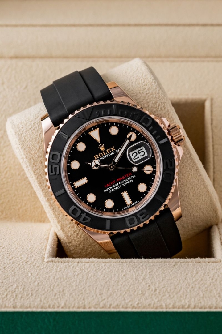 Set originale Rolex Yachtmaster 40 Rose Gold Oysterflex